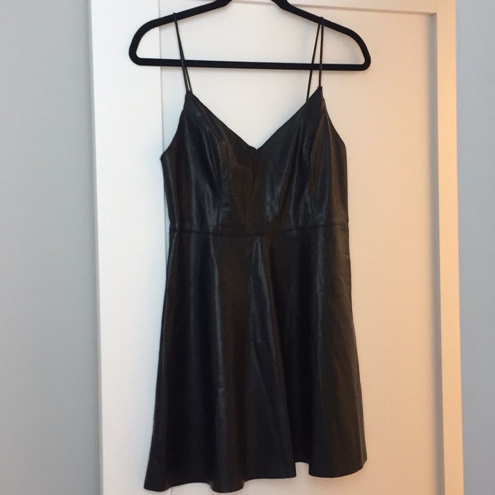 A-Line Faux Leather Cami Mini Dress